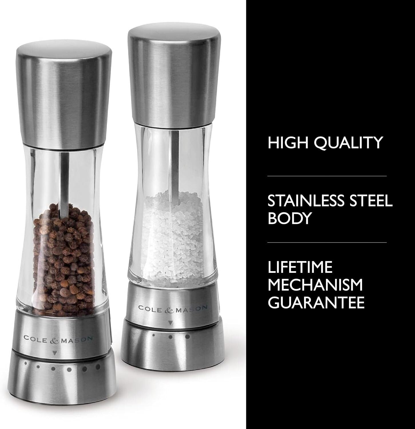 Chic Stainless Steel and Acrylic Spice Mills - Elevate Your Culinary Experience