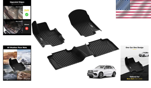 Durable All-Season TPE Floor Liners for 2020-2025 Benz GLE - Easy Clean Black