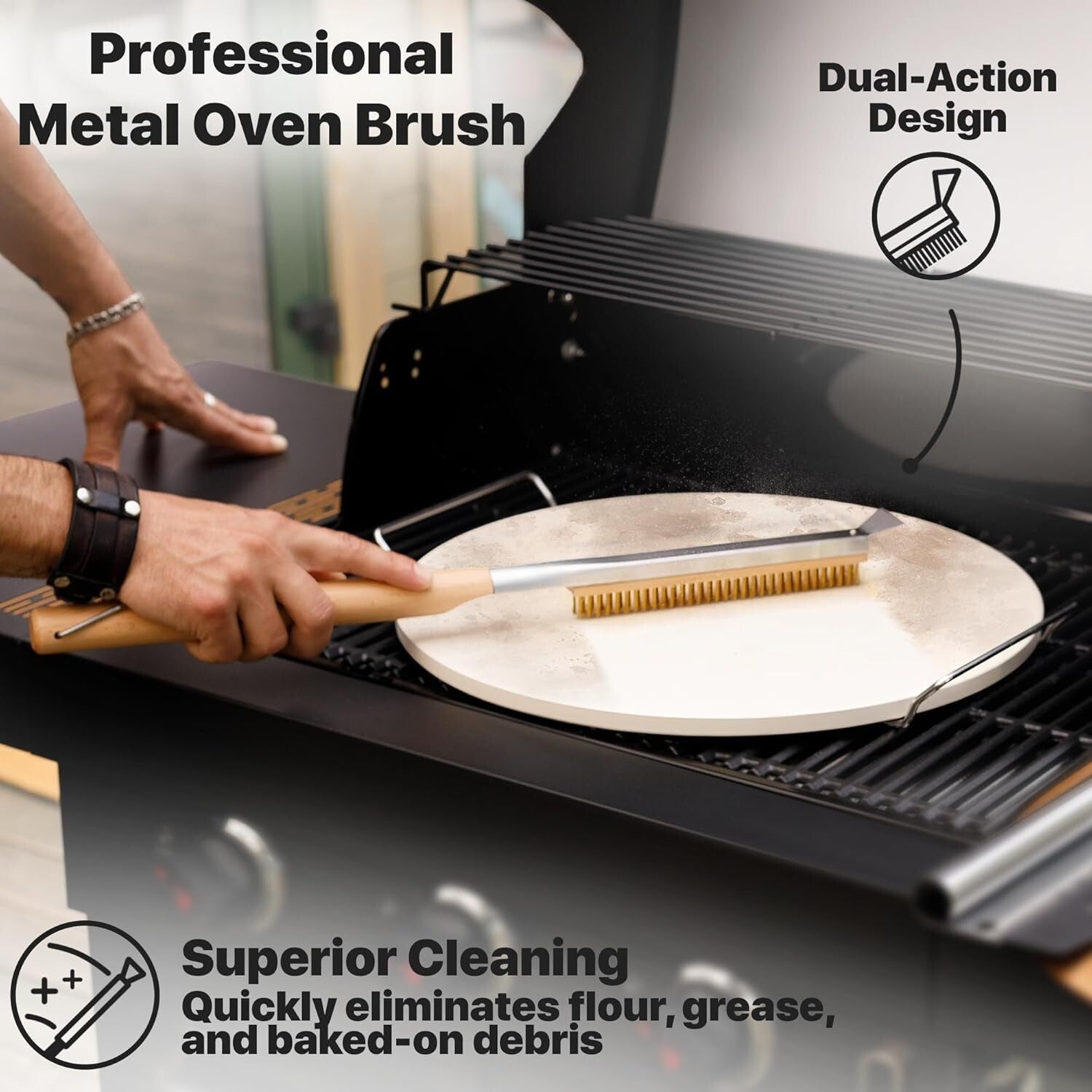 16-Inch Cordierite Pizza Stone with Peel, Cutter & Brush - Perfect for Oven