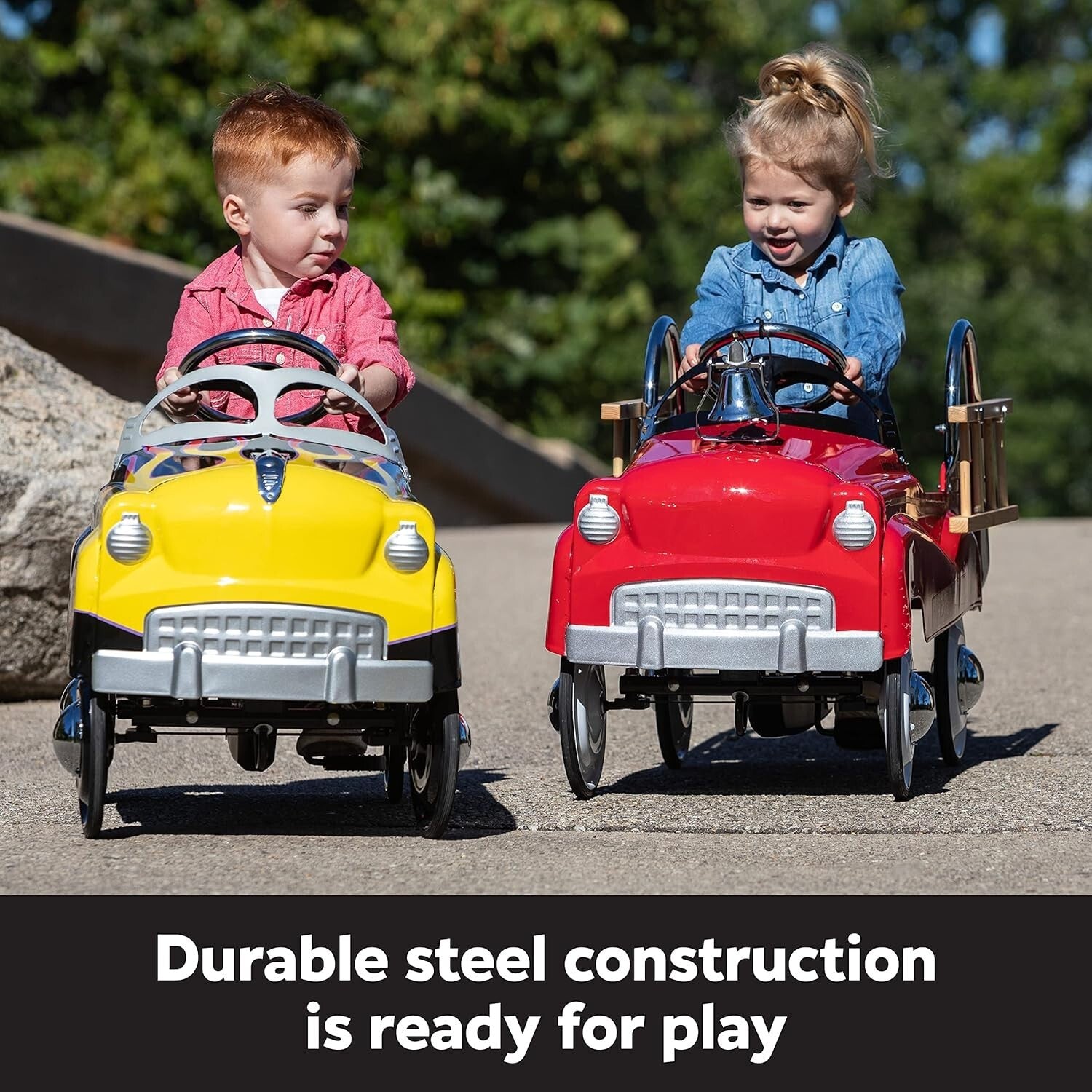 Classic Red Pedal Car Fire Truck for Kids Aged 3-5 - Fun Indoor/Outdoor Ride-On