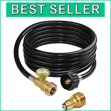 Load image into Gallery viewer, 12-foot Heavy-Duty Propane Hose with Built-In Gauge for Outdoor Appliances