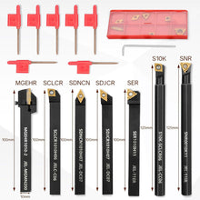 Load image into Gallery viewer, Robust 21-Pc Lathe Turning Tool Set: 7 Holders, 14 Inserts - Patent Pending