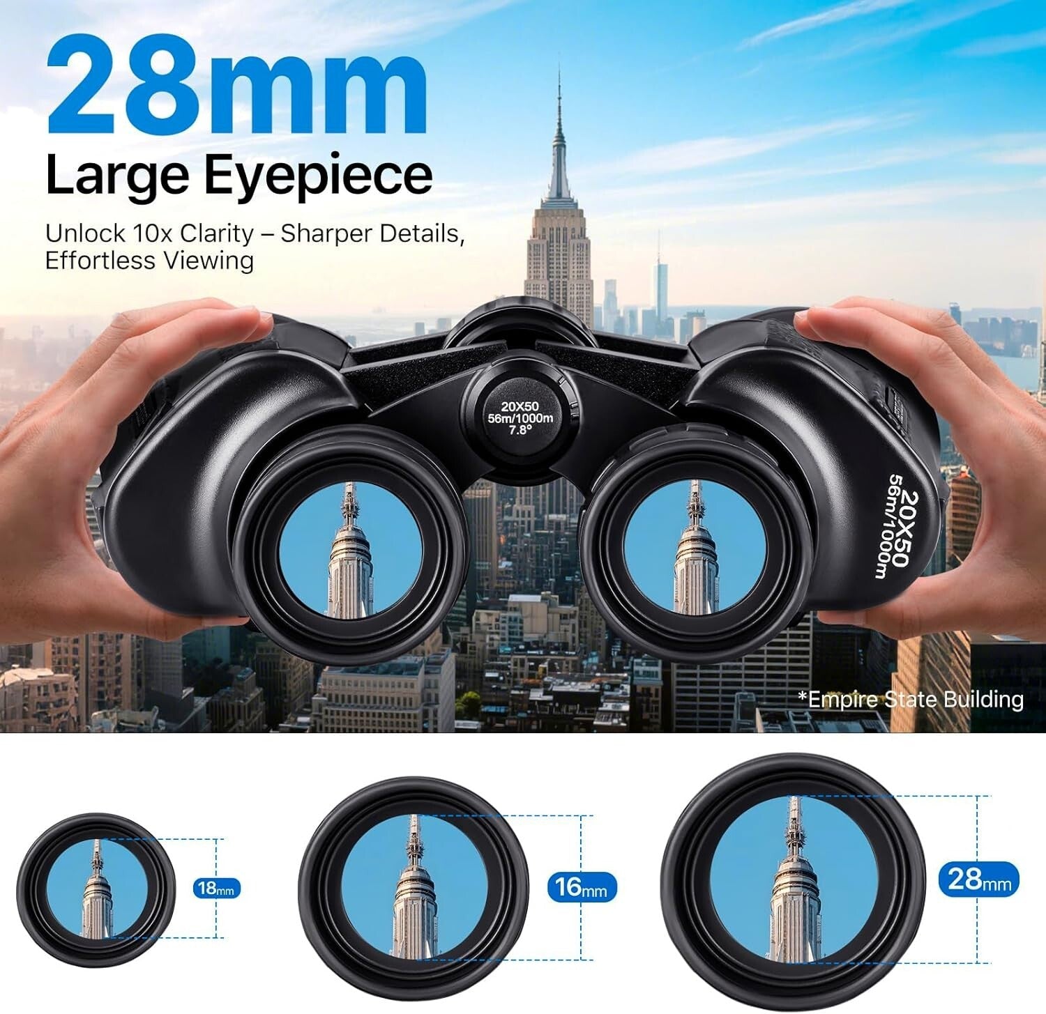 20x50 High Power Waterproof Binoculars with Smartphone Adapter for Bird Watching