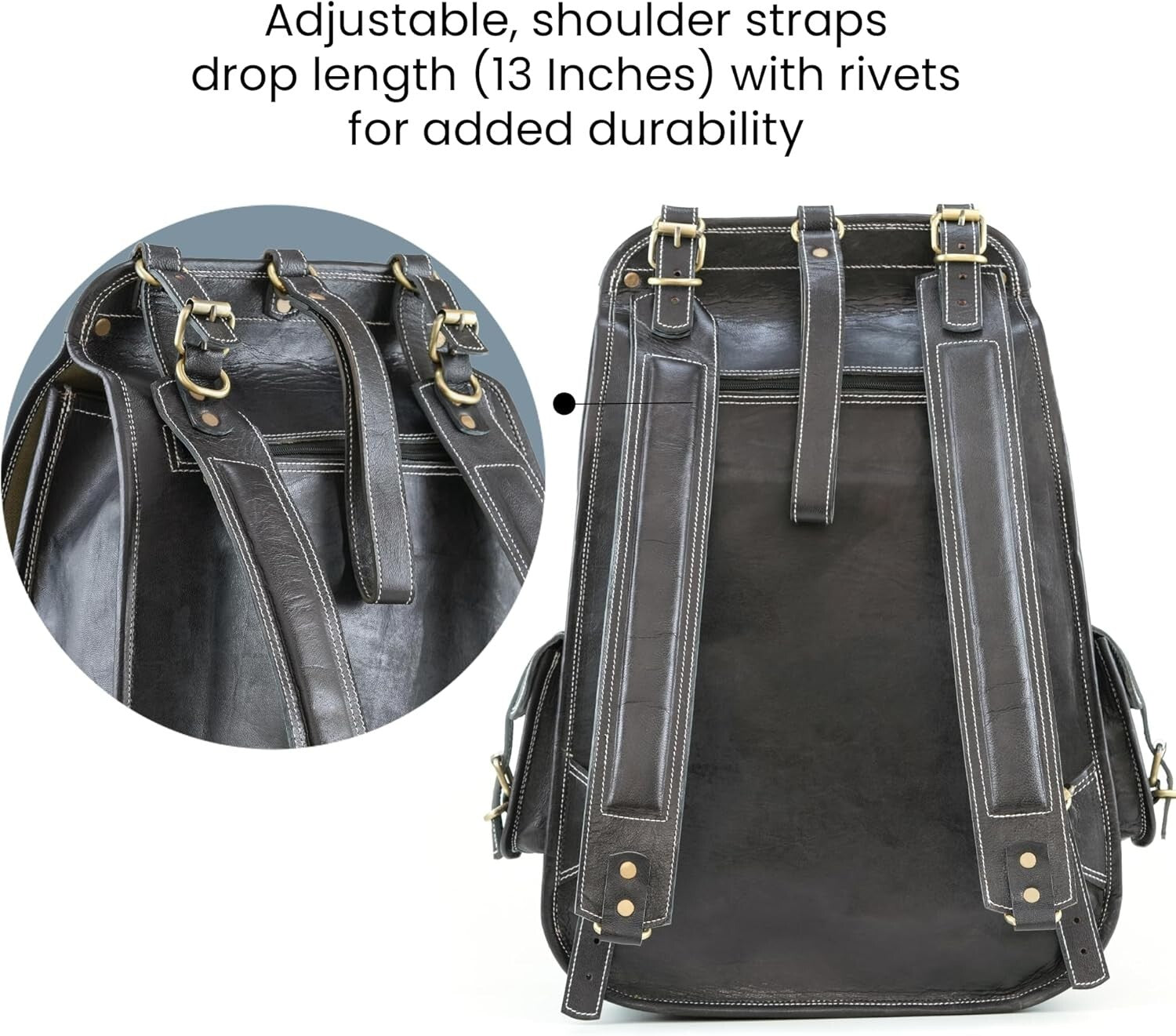 Elegant 21 Inch Casual Leather Backpack - Perfect for Work and Weekend Travel
