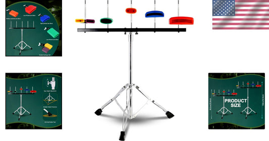 Professional Jam Block Percussion Stand - Stable Double Brace & Cowbell Holder