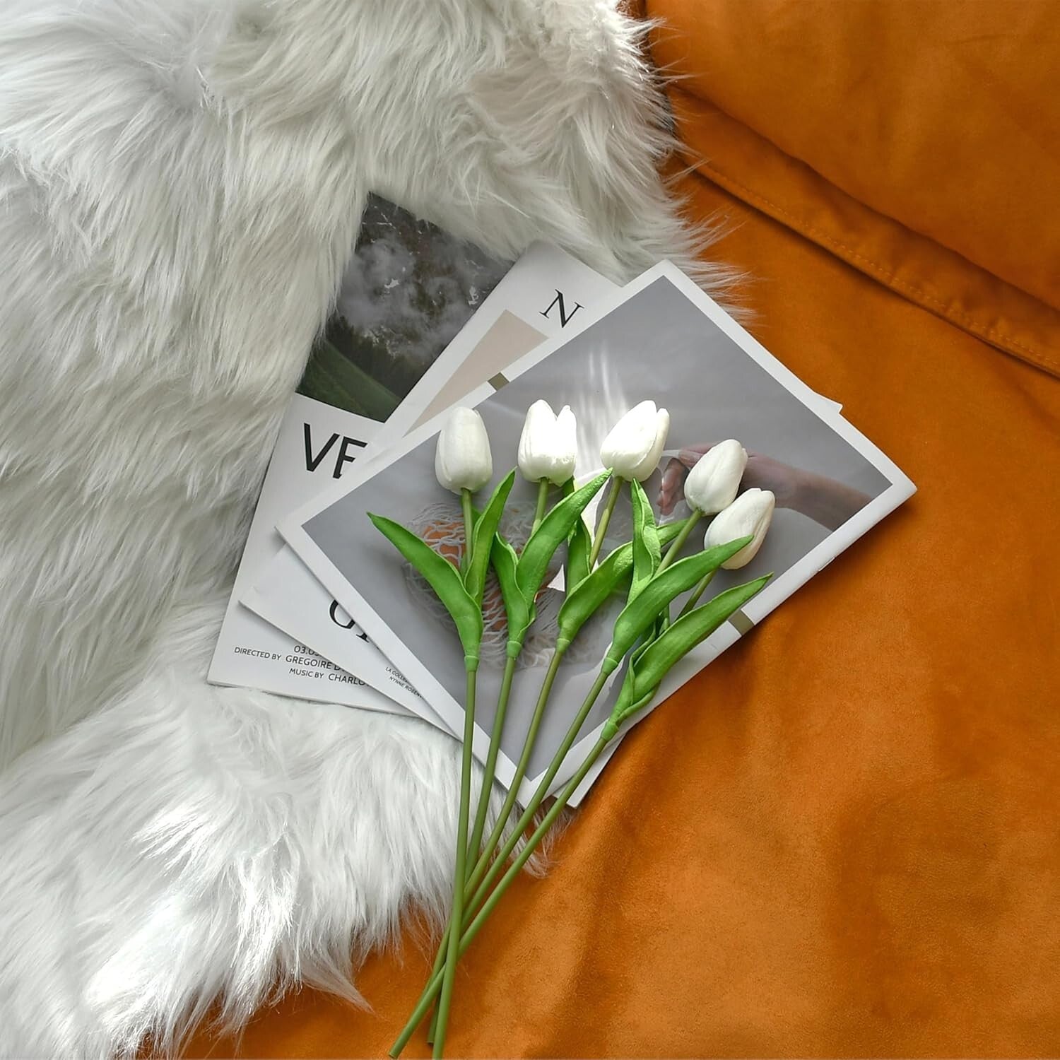 Elegant 60pcs White Tulip Silk Flowers – Perfect for Weddings & Home Decor