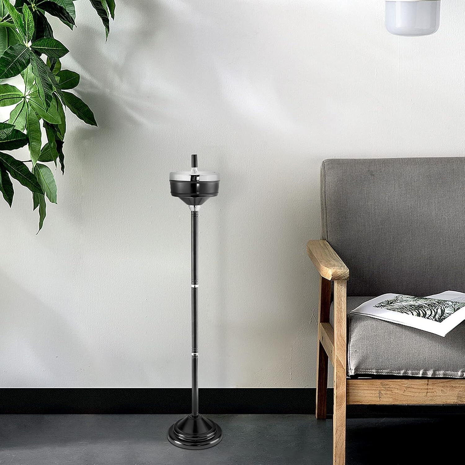 Adjustable Height Stainless Steel Self-Cleaning Ashtray for Indoor/Outdoor Use