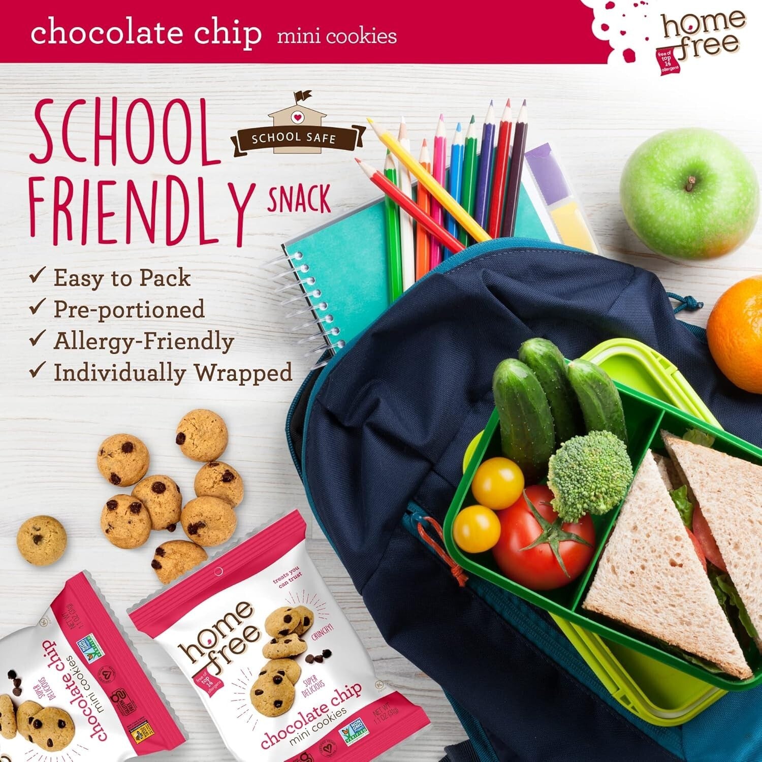 Kids Love These Gluten-Free Chocolate Chip Cookies - Nut-Free & Vegan, 30 Packs