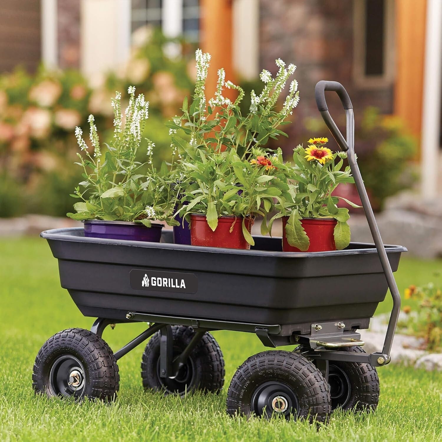 Durable Utility Garden Cart with Pneumatic Tires - Effortless Hauling Solution
