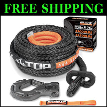 Load image into Gallery viewer, Reinforced 35000lbs Synthetic Winch Rope Kit with Sliding Protection - 76ft Long