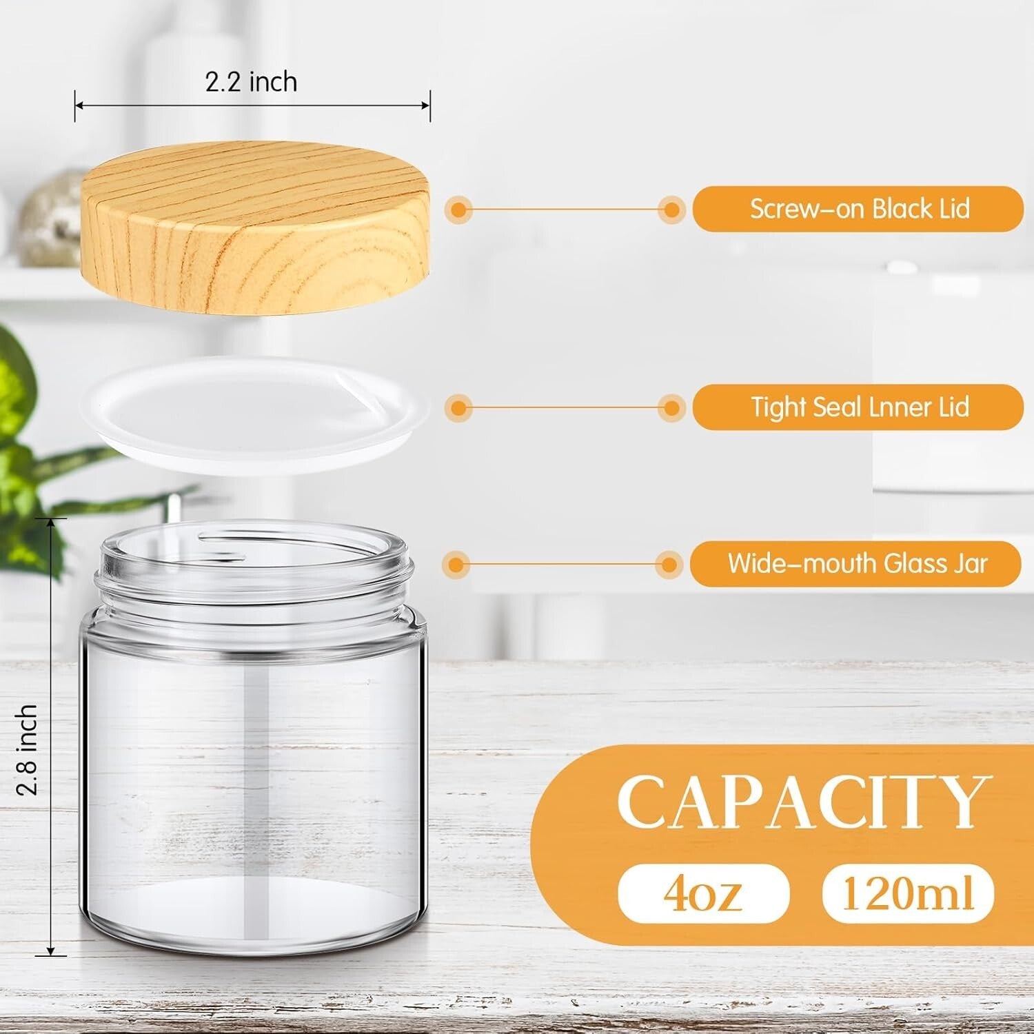 Elegant 4 oz Clear Glass Jars - 48 Count Leak-Proof & Stylish Storage Solution