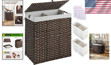 Load image into Gallery viewer, Space-Saving 110L Laundry Hamper with Two Liner Bags and Classic Brown Finish