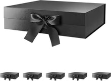 Load image into Gallery viewer, Stylish 13.5x9x4.1 Inch Black Gift Boxes with Magnetic Closure &amp; Ribbon - 6 Pack