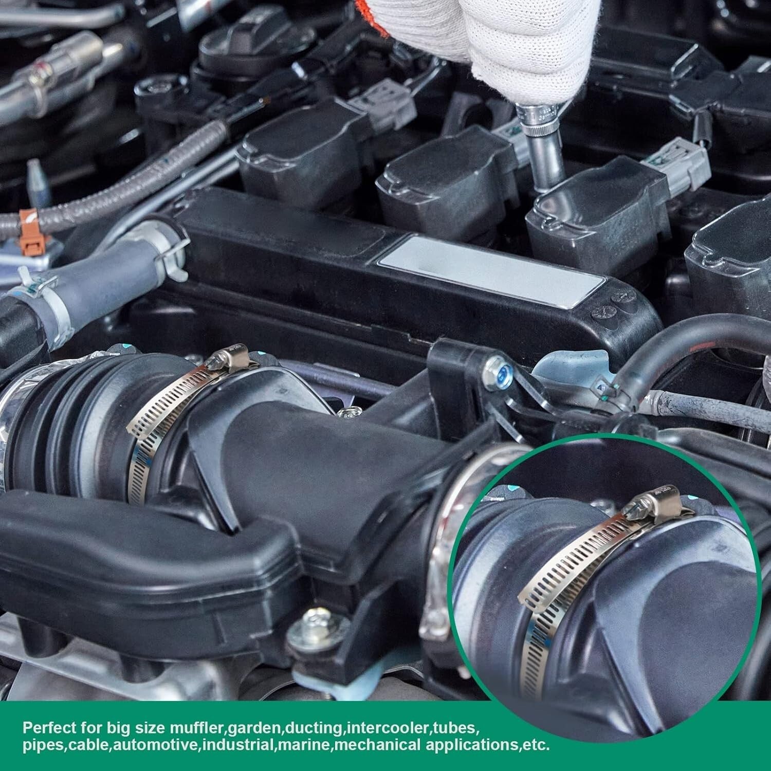 50FT Stainless Steel Hose Clamp Kit - Adjustable Metal Strapping & 20 Fasteners