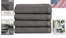 Load image into Gallery viewer, Ultra-Soft Waffle Washcloths 4-Pack - Quick Drying Cotton &amp; Bamboo Blend 13x13