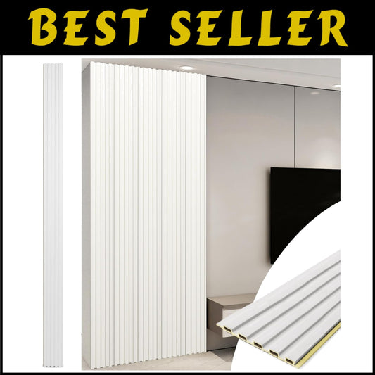 Durable 3D WPC Slat Wall Accent Panels - White, 8-Pack, Perfect for Home Design