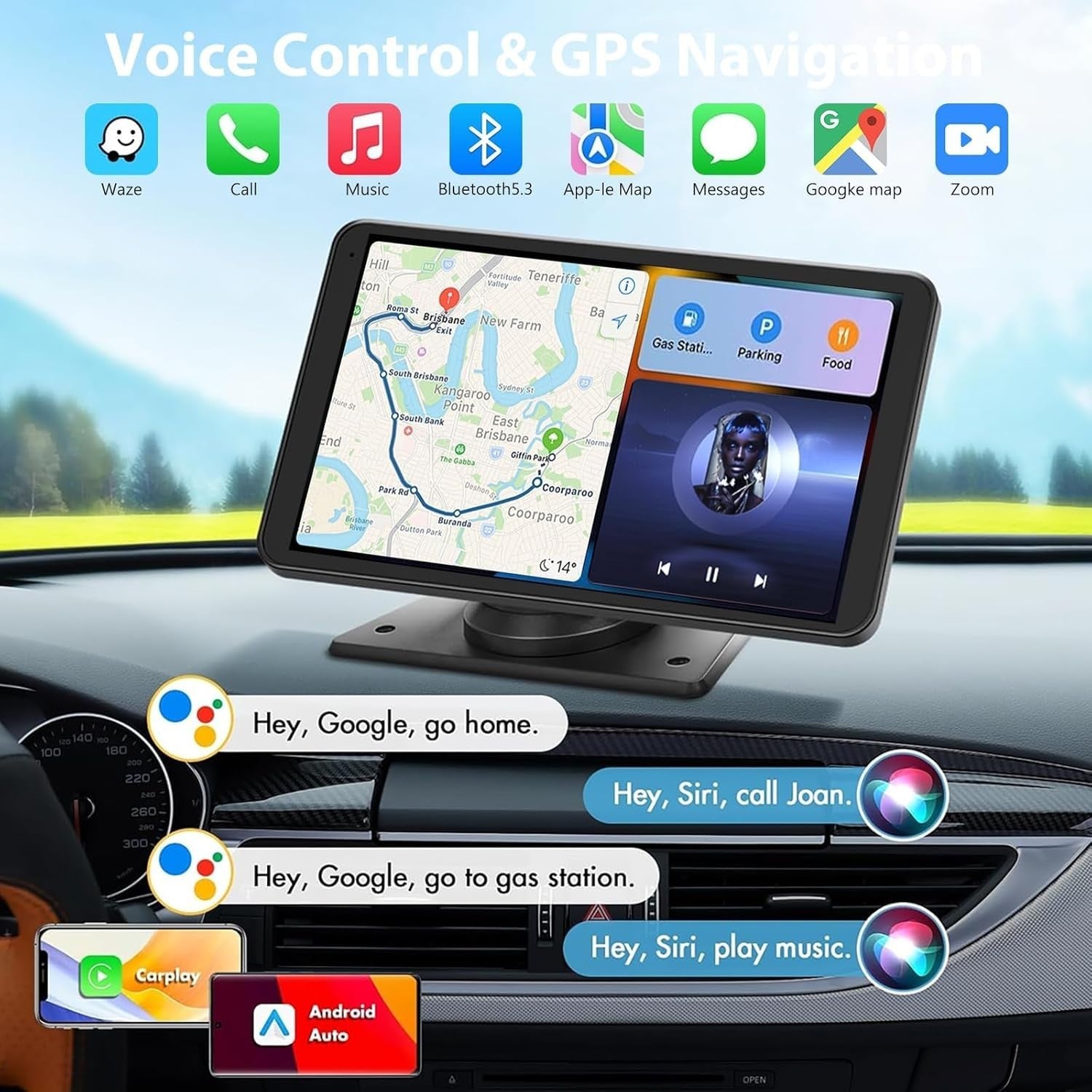 Advanced 7" Portable CarPlay Screen with Backup Camera & Real-Time Navigation