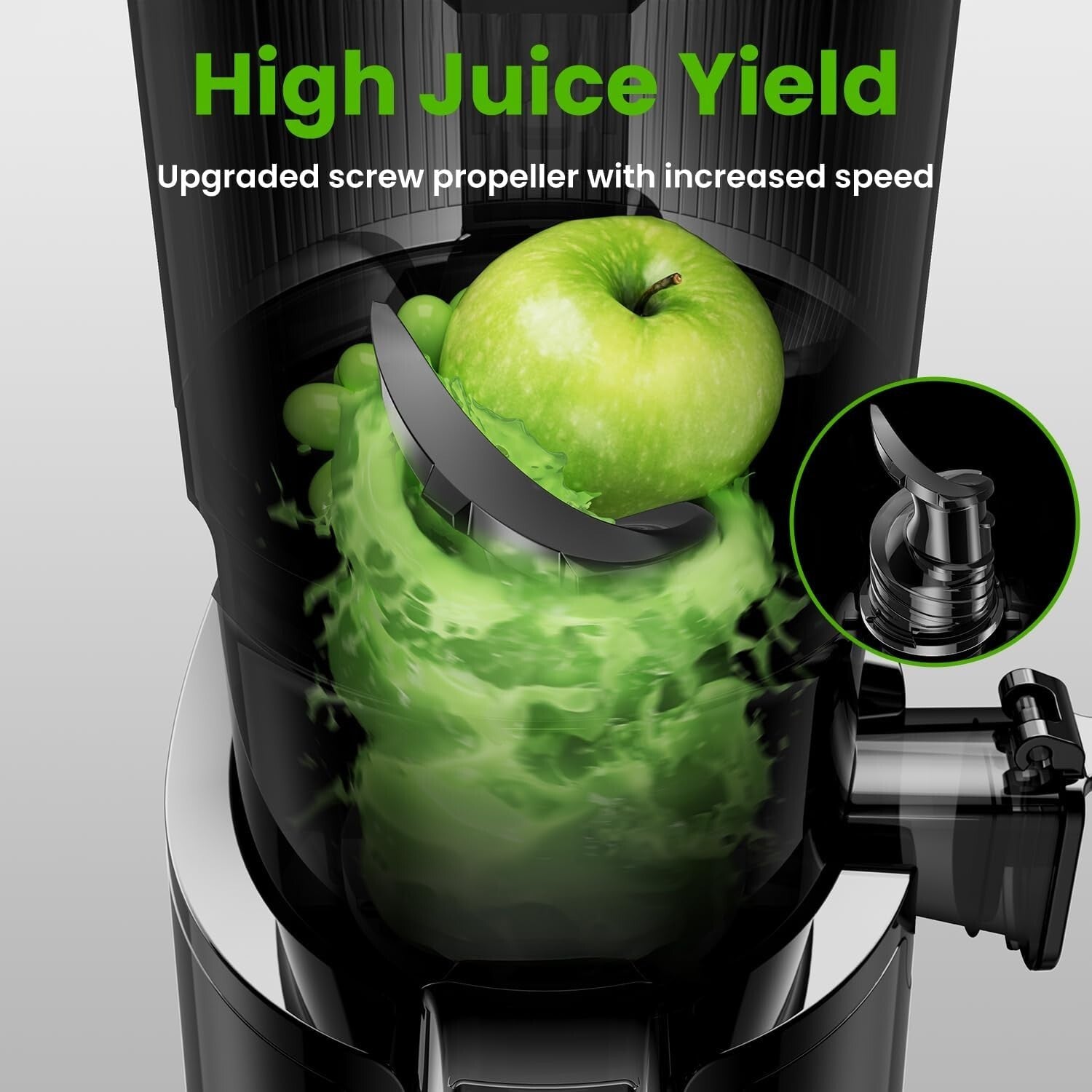 Easy Clean Cold Press Juicer with High Yield Functionality and Safety Features