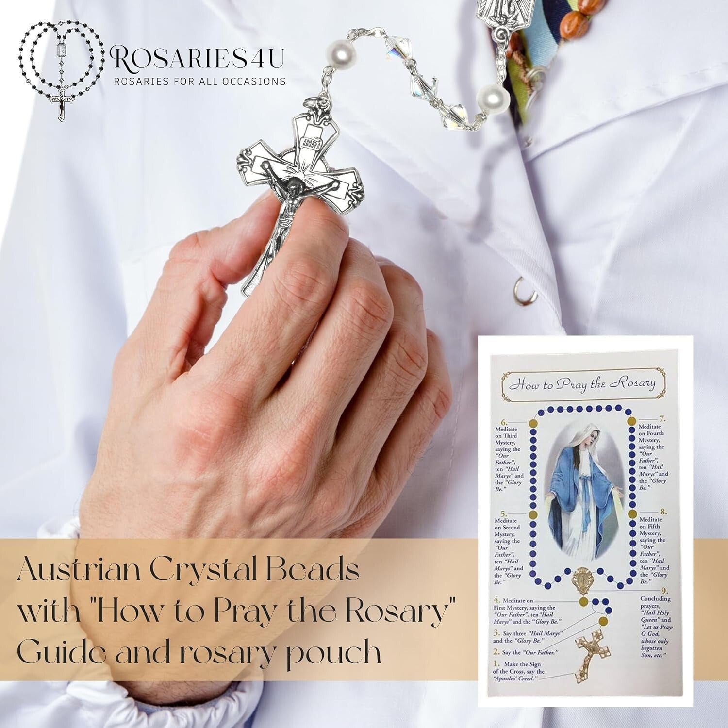 Austrian Crystal Rosary for April Birthdays - Elegant Catholic Prayer Accessory