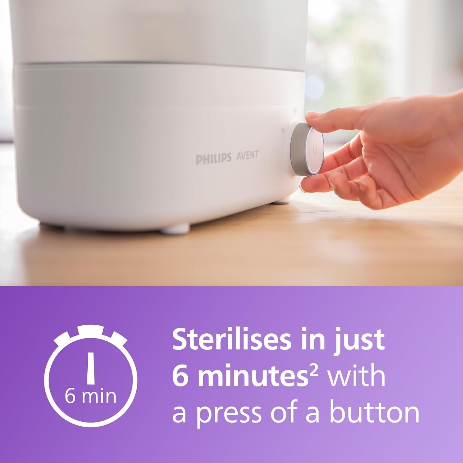 Chemical-Free Philips Baby Bottle Sterilizer & Dryer, Space-Saving, 40 Min Cycle