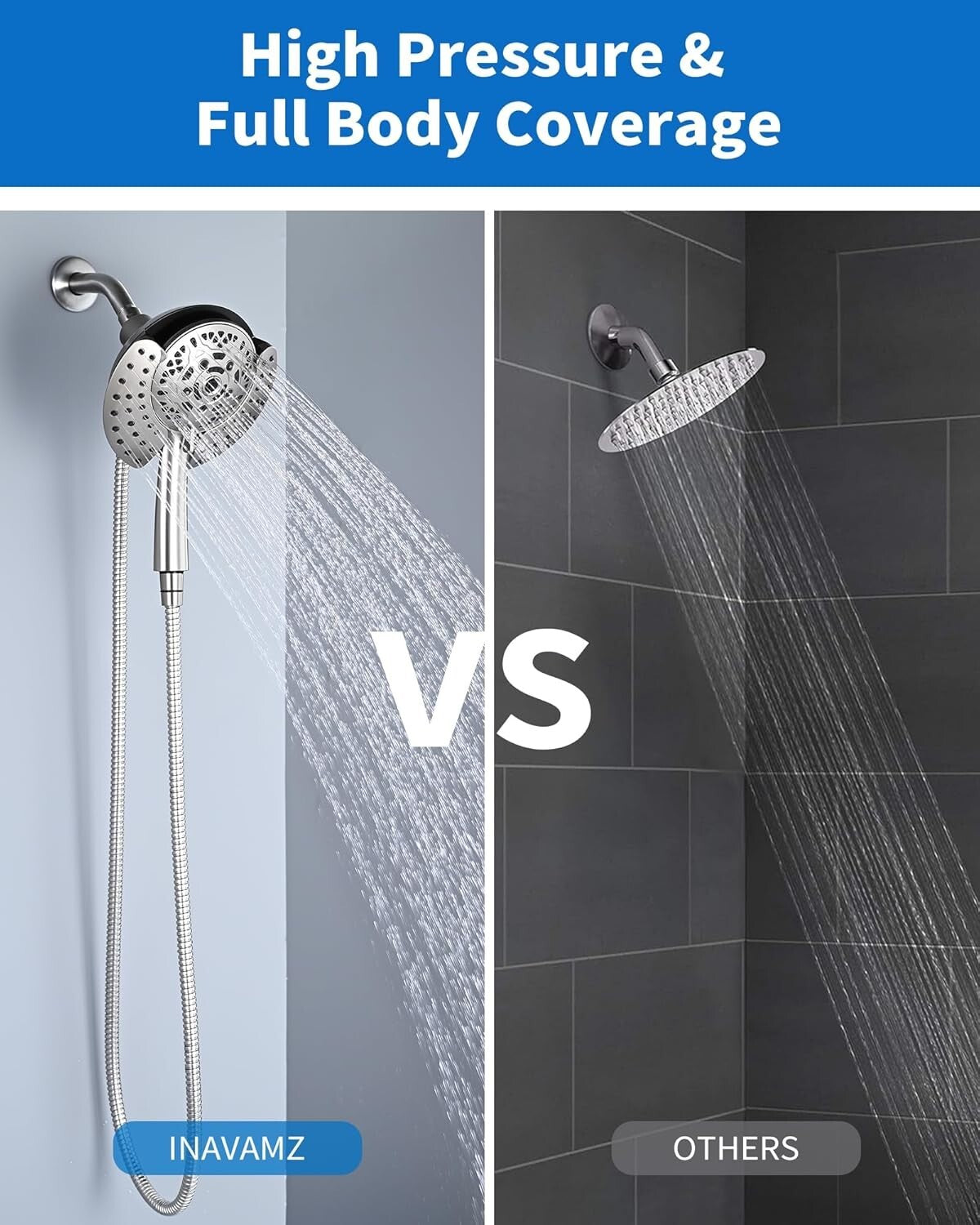 2.5 GPM Dual Shower Head with Handheld Spray & 60" Rotatable Hose - Nickel