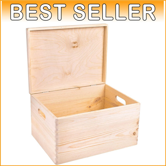 Beautiful Stackable XXL Wooden Storage Box with Hinged Lid - Eco-Friendly Design