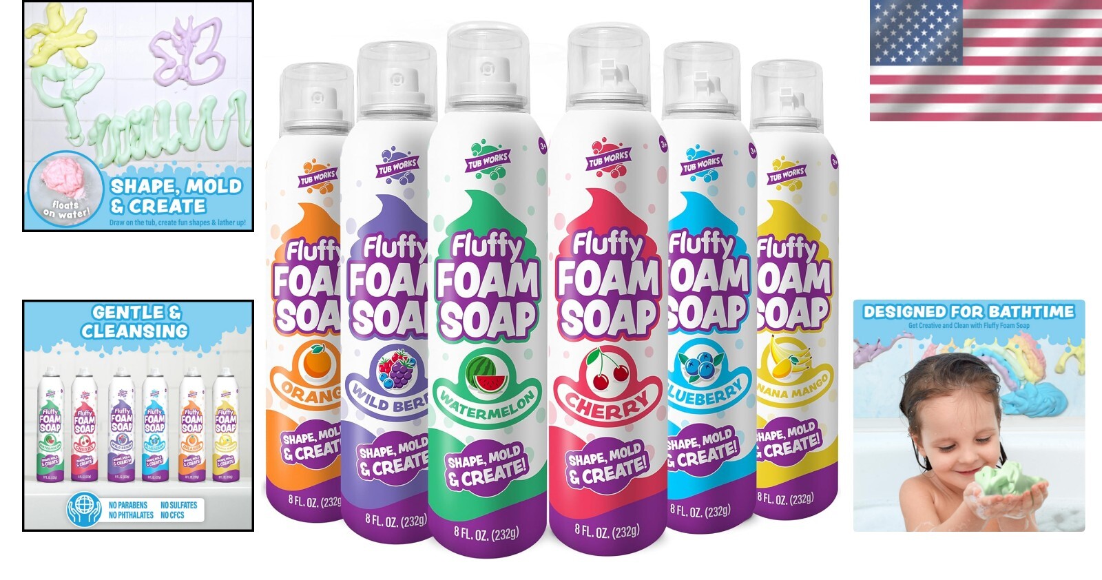Ultimate 6-Pack Fluffy Foam Soap for Kids | Shape, Mold & Clean with Fun Colors