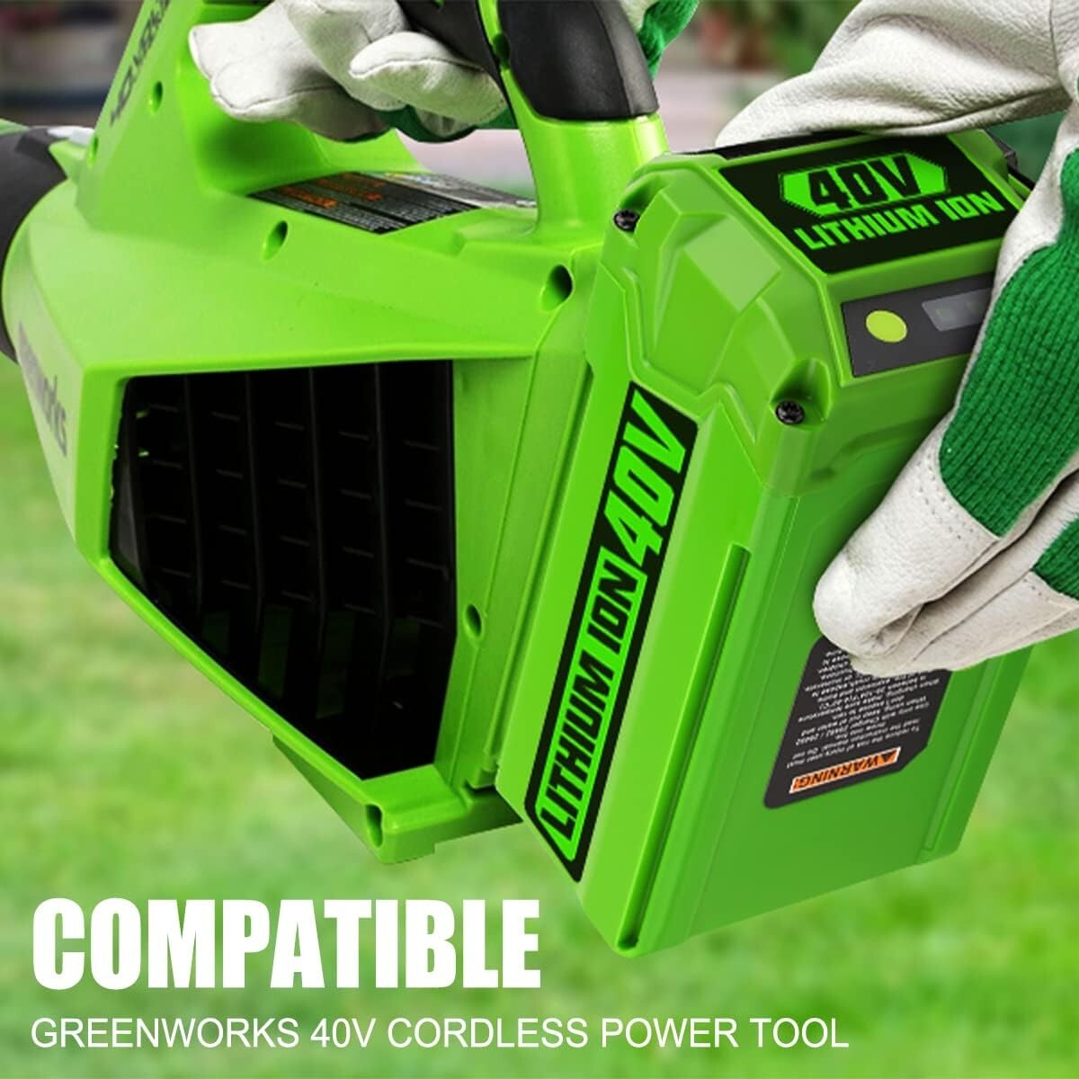 Lightweight Replacement 40V Greenworks Battery with 2A Fast Charger Included