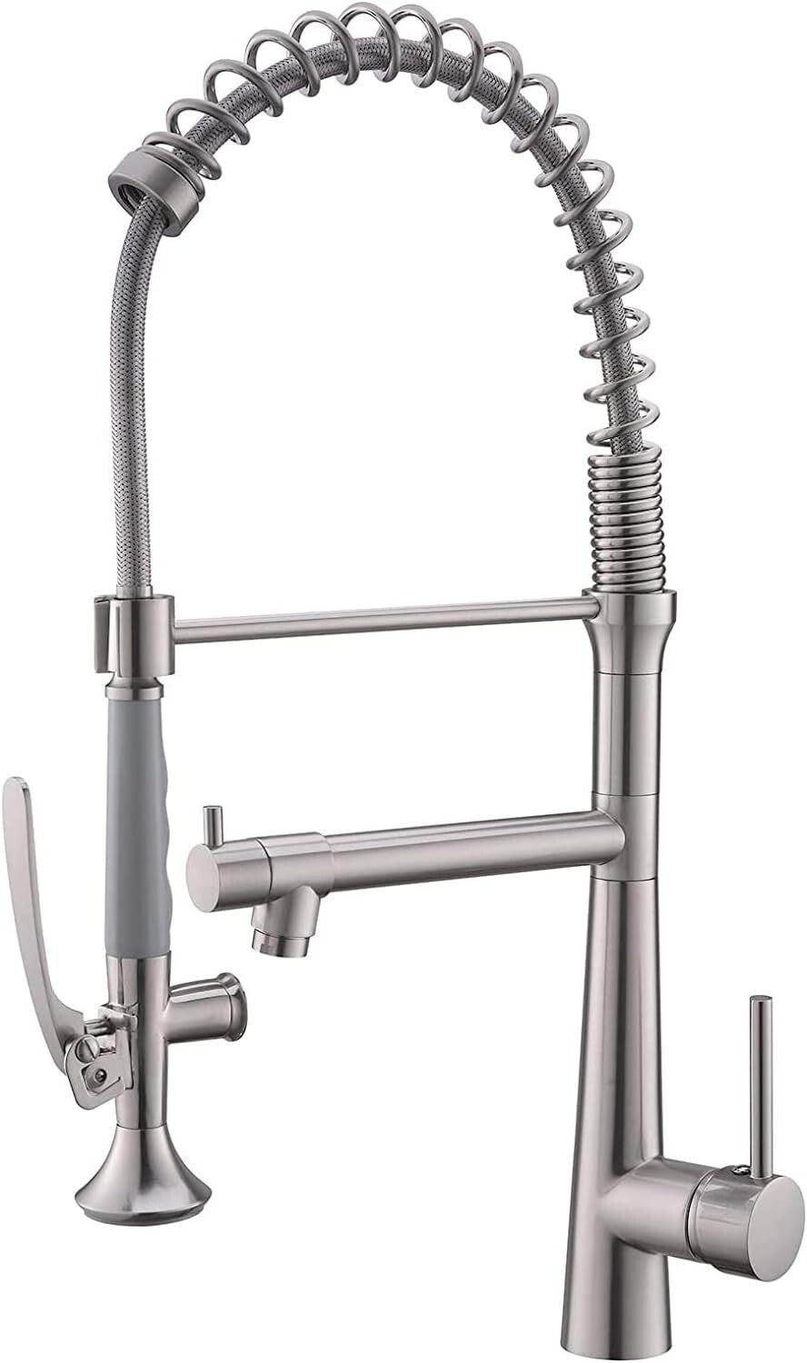 Durable Single Handle Kitchen Faucet with High Arch Gooseneck & 2-Spray Options