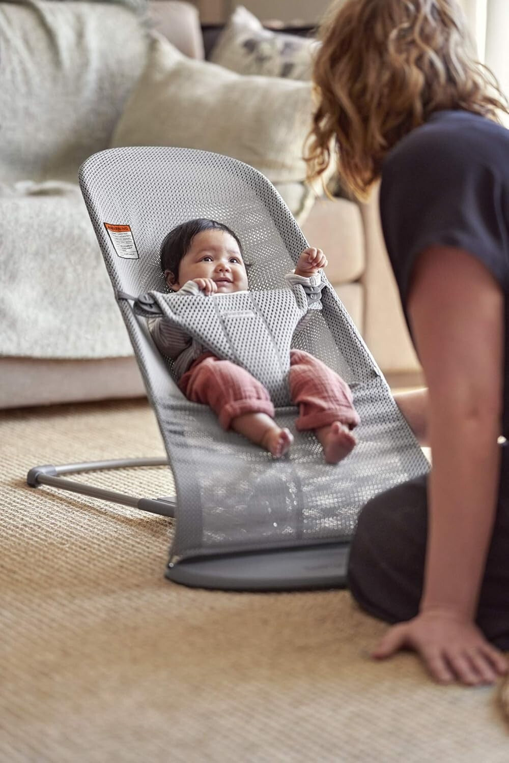 Gray Mesh Baby Bouncer - Soothing, Portable & Ideal for Newborns Up to 29 Pounds