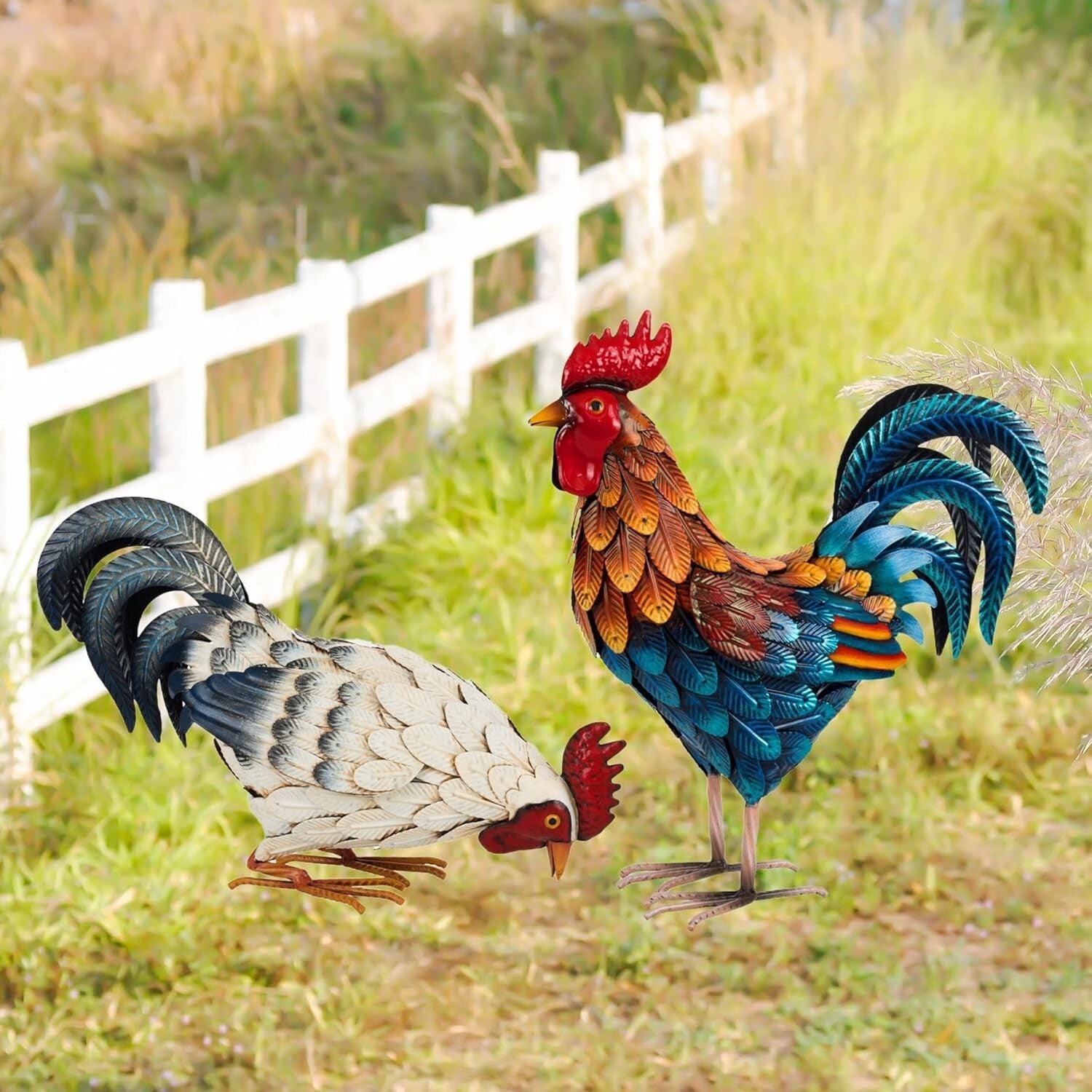 Weather-Resistant Outdoor Chicken Statues for Vibrant Lawn Decoration