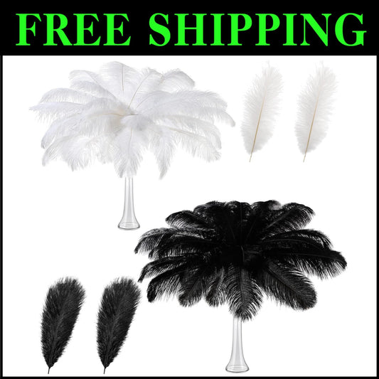 Natural Ostrich Feathers Bulk - 50 Pcs 14-16 Inch for Stunning Wedding Decor