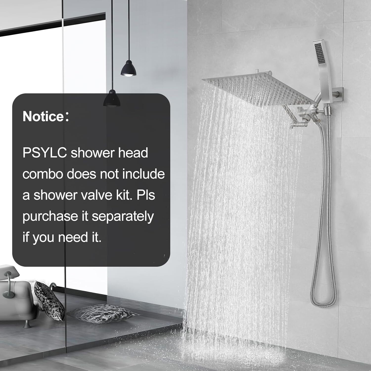 12-Inch Brushed Nickel High Pressure Dual Rain Shower Head with Handheld Option