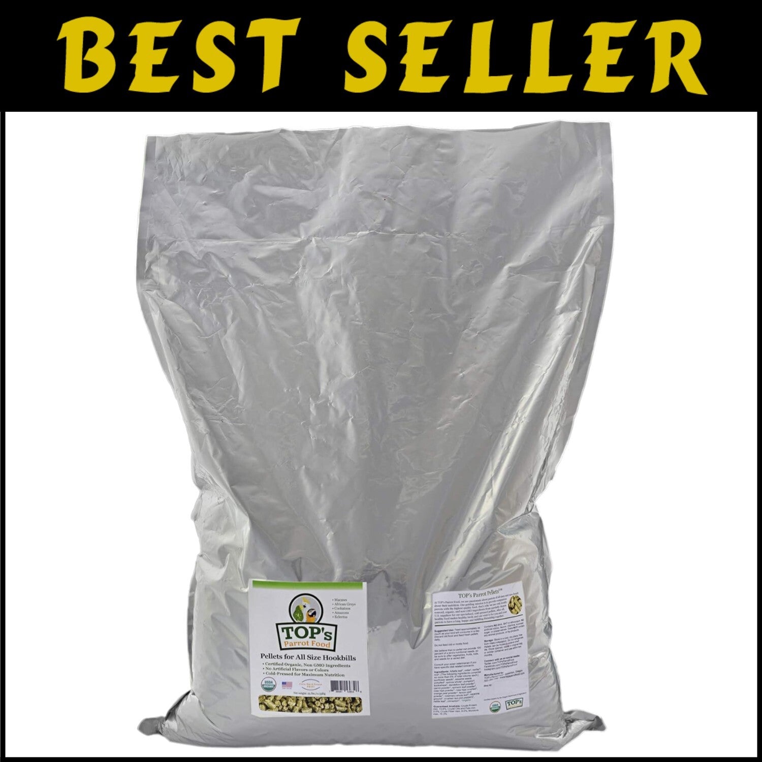 Premium Non-GMO Hookbill Pellets for Parrots - 25 lb of Healthy Nutrition
