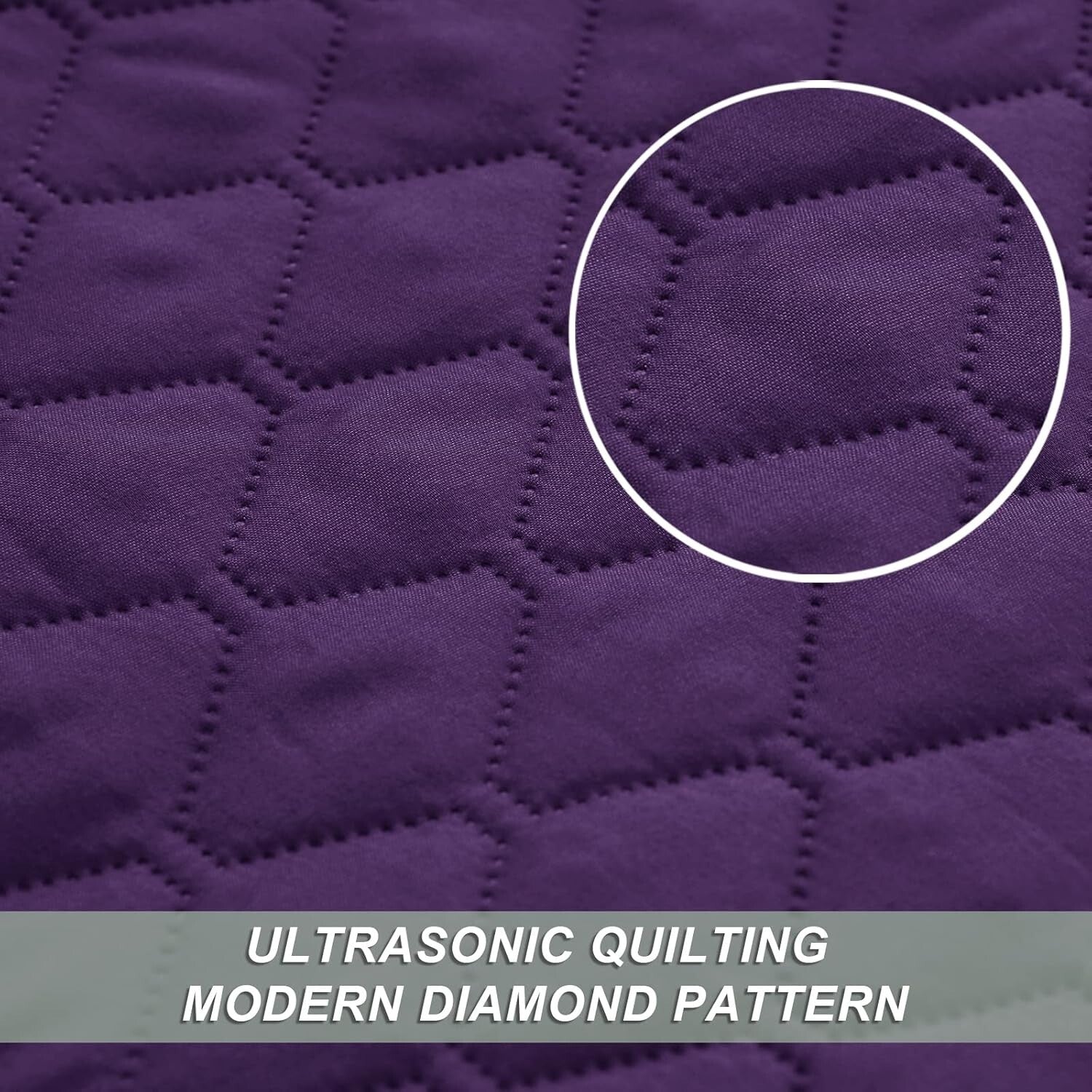 Reversible King Size Quilt Set - Lightweight & Stylish Deep Purple/Lilac