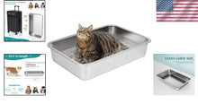 Load image into Gallery viewer, Non-Stick Cat Litter Box - Large Metal Pan with Rounded Corners for Safety