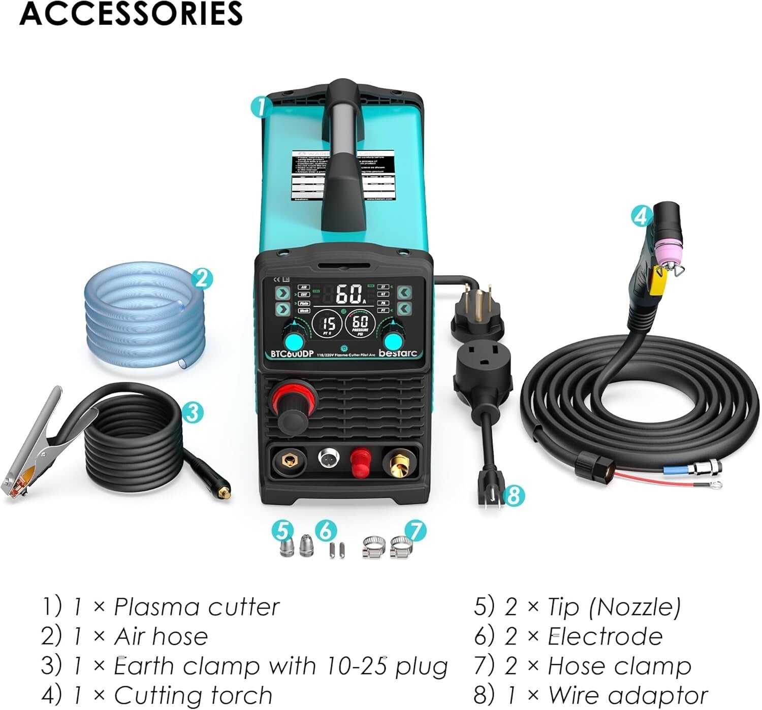 13th Gen 60A Plasma Cutting Machine with Digital Display & Adjustable Air Sensor