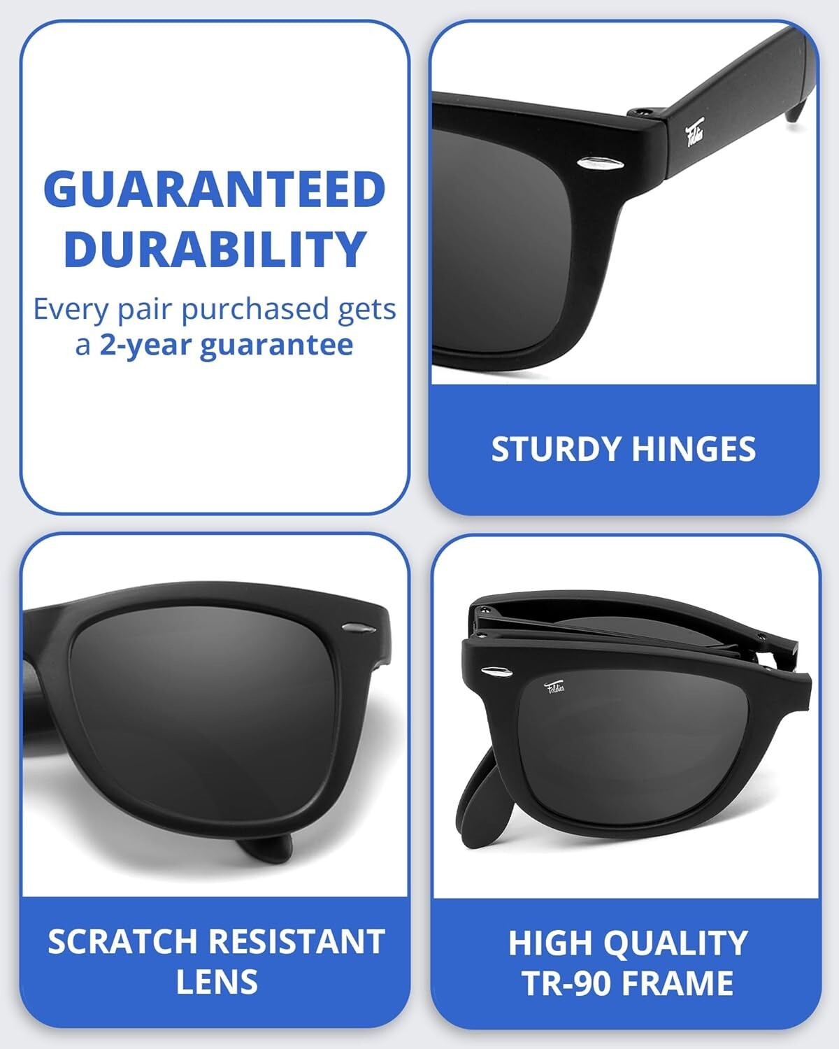 Classic Polarized Folding Sunglasses for Men & Women - UV400 Protection Included