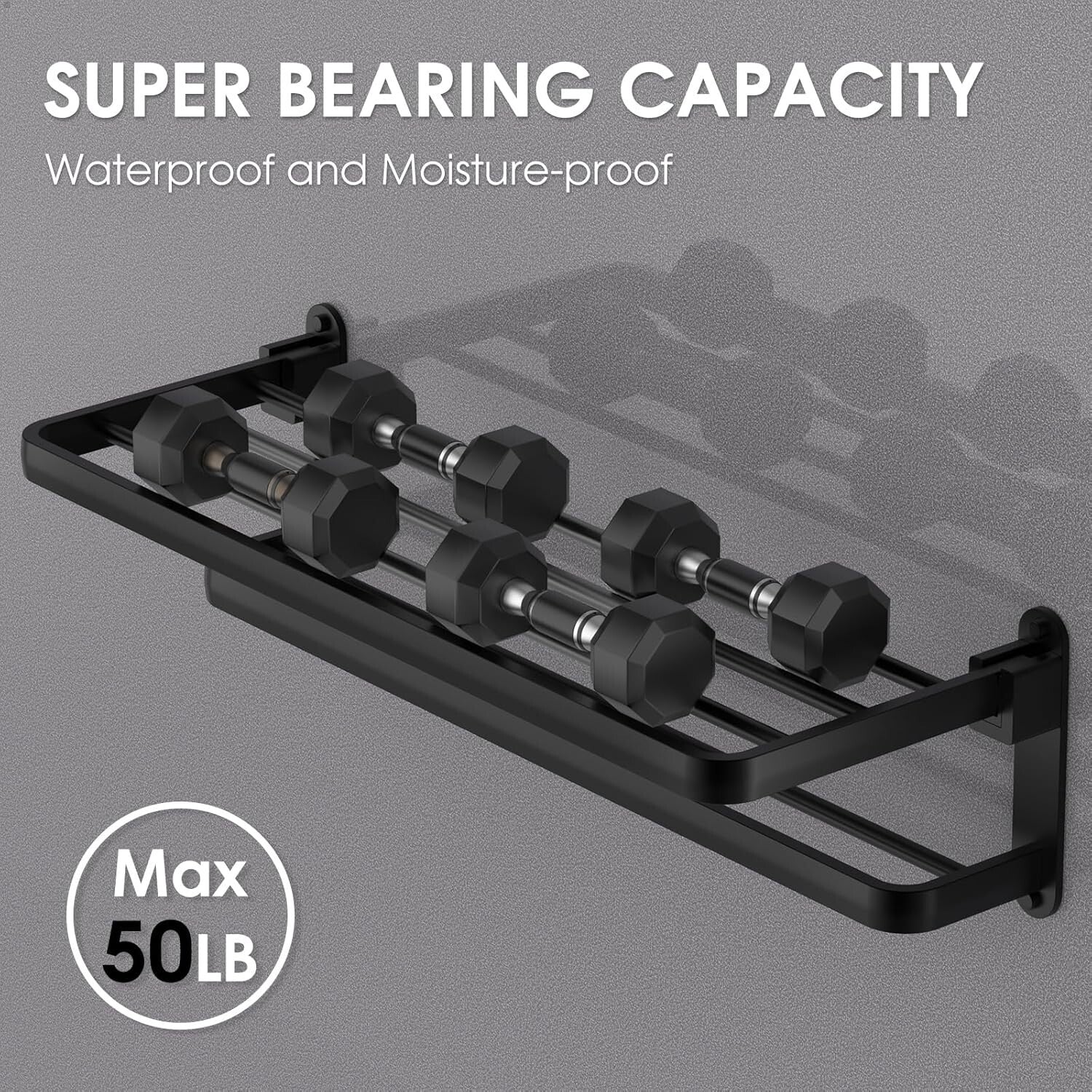 Elegant 16-Inch Matte Black Towel Rack with Folding Feature for Modern Bathrooms