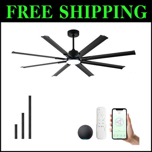 Energy-Efficient 72-Inch Outdoor/Indoor Ceiling Fan with 8 Aluminium Blades