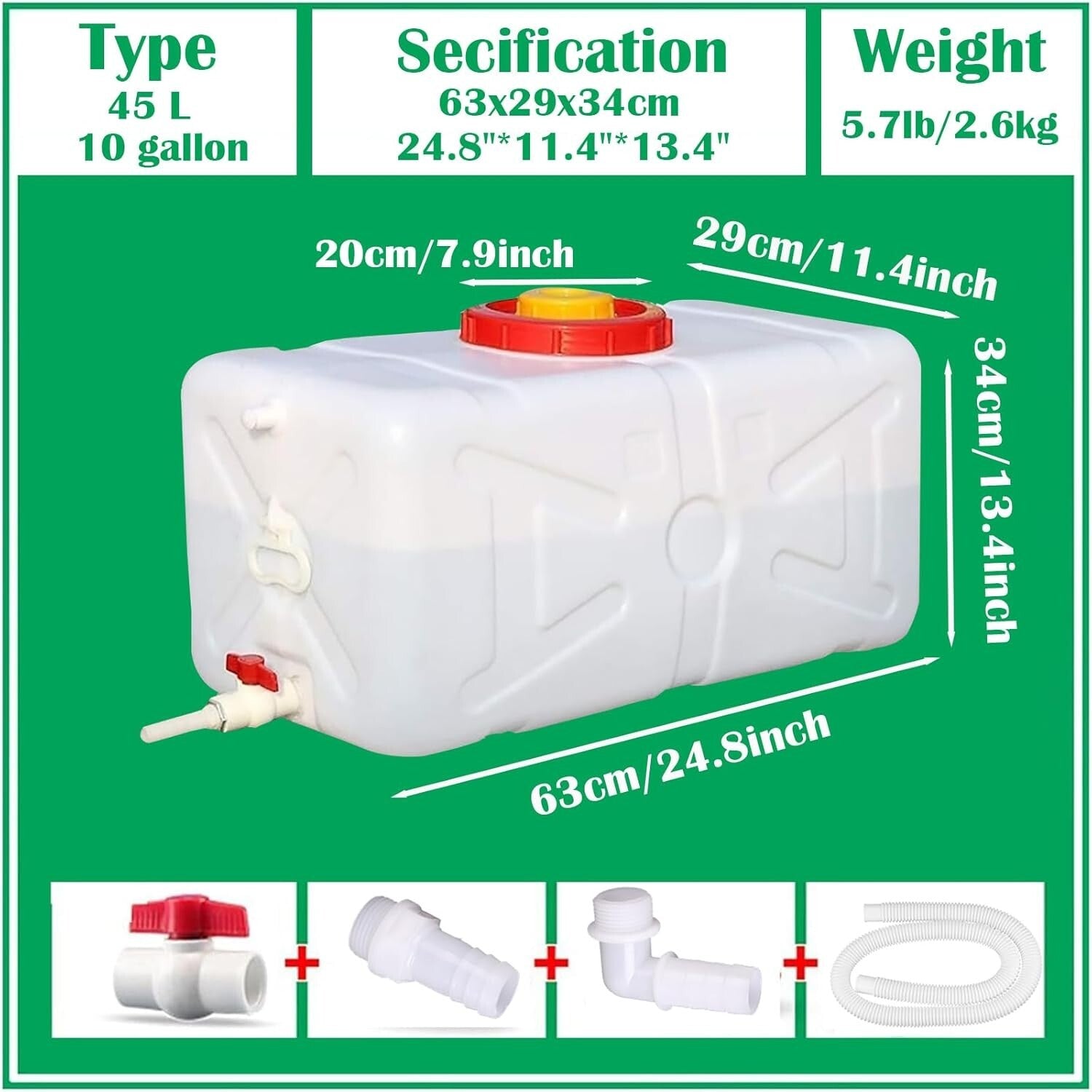 Food-Grade 12 Gallon Water Container with Spigot - Ideal for RVs & Emergency Use