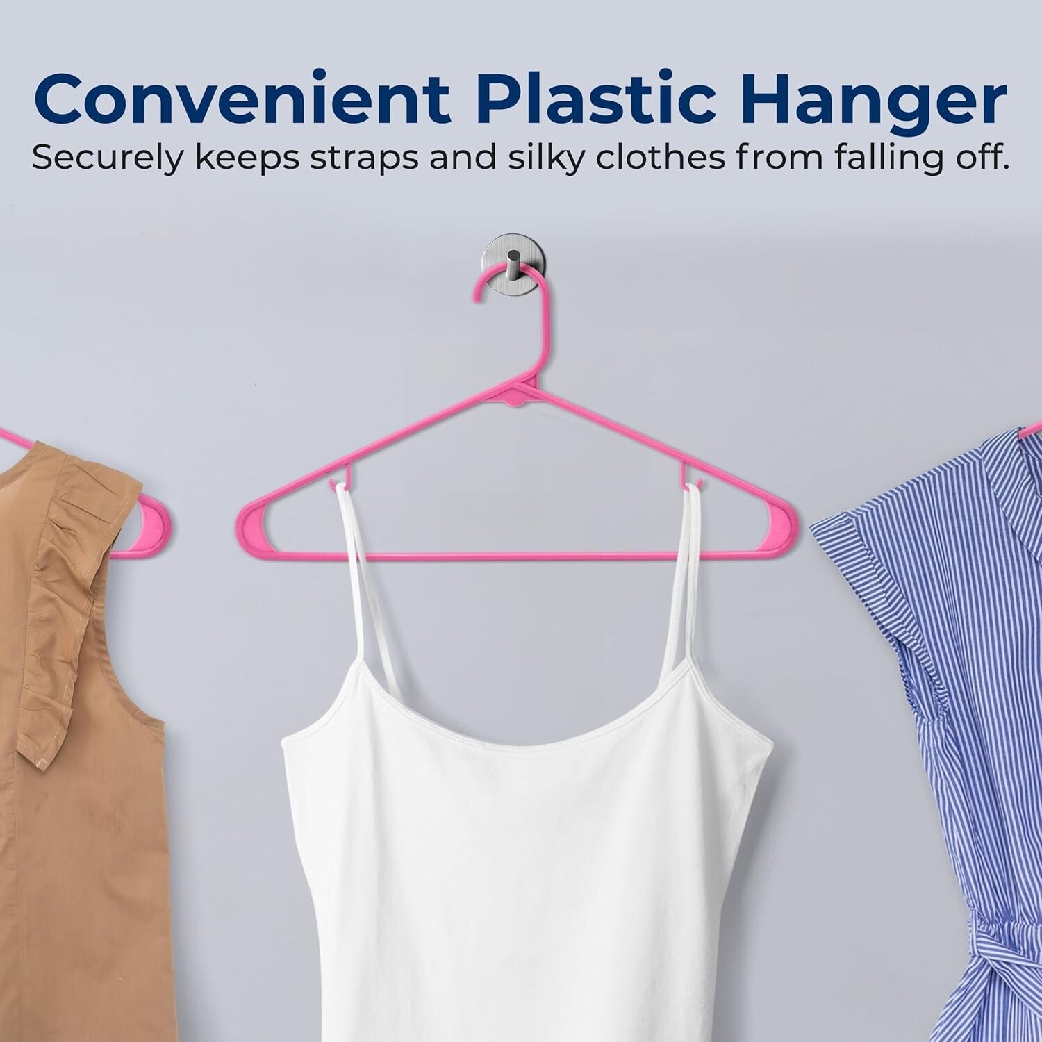 Organize with 100 Non-Slip Triangle Plastic Hangers, Pink, for Every Garment
