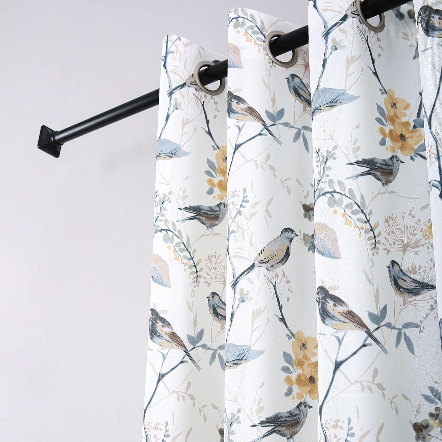 Beautiful Birds & Branches Grey Curtains - Pack of 2 for Modern Farmhouse