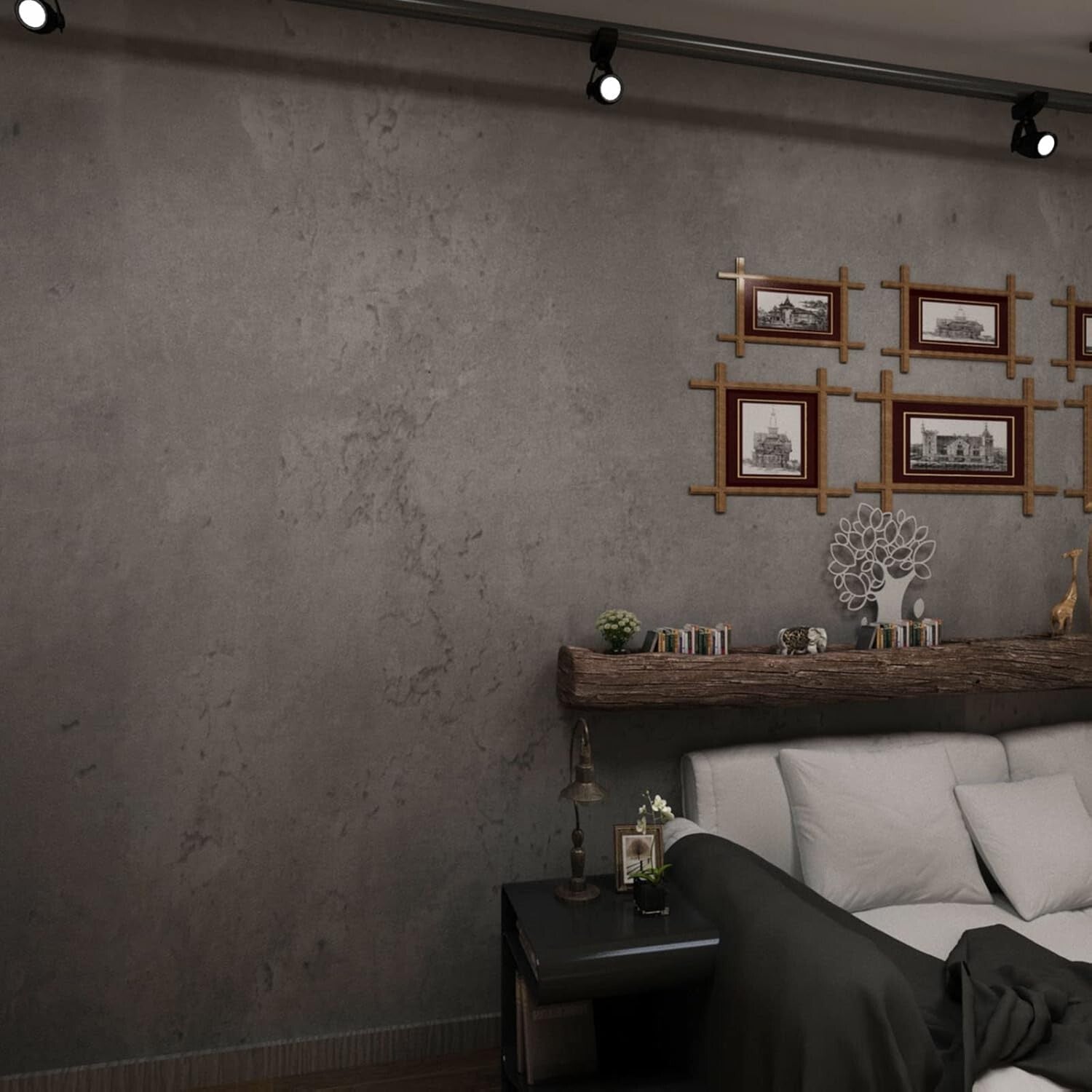 Textured Darker Grey Concrete Wallpaper 16"×1181" - Perfect for Bedroom & Gym