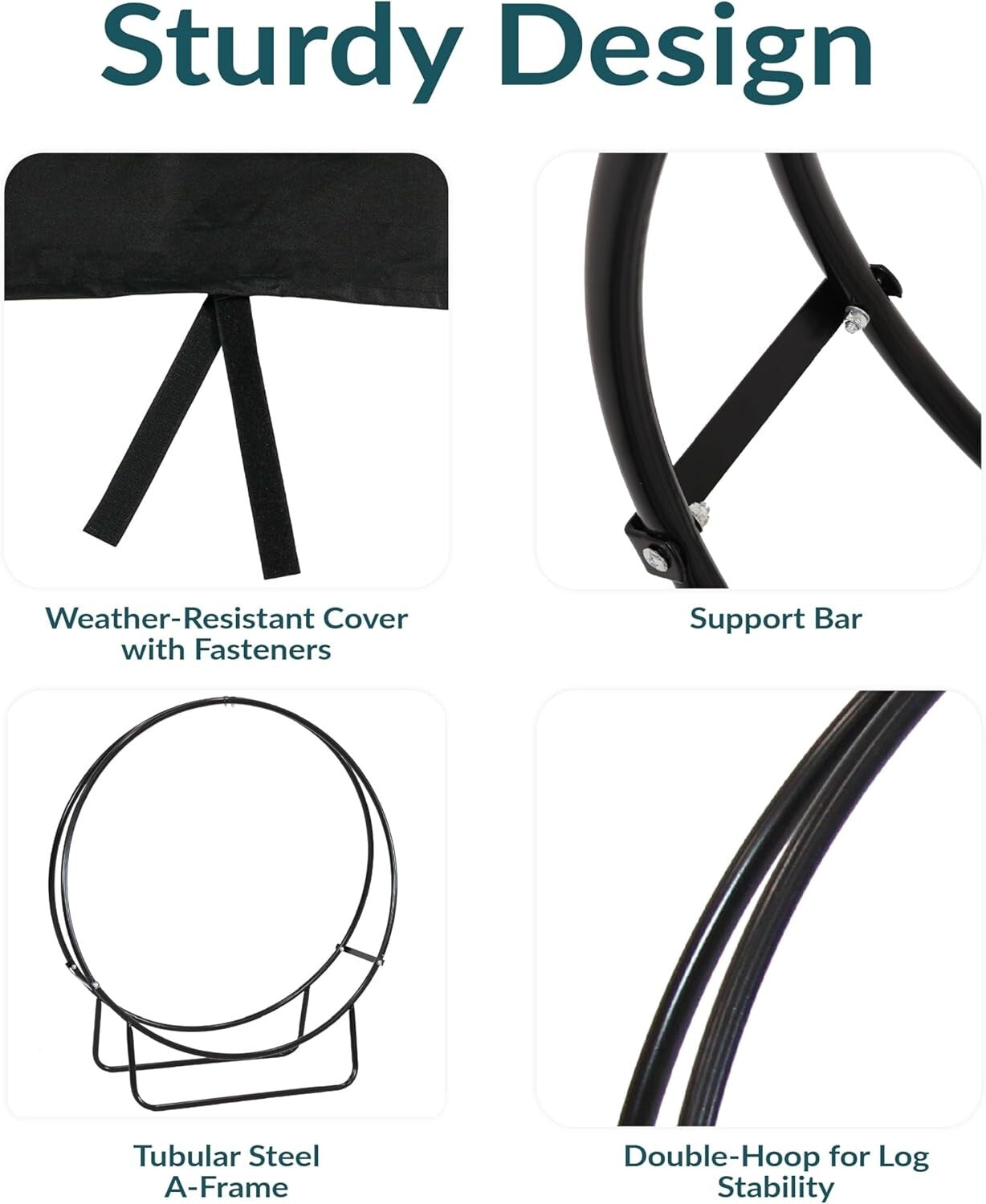 Elegant 48-Inch Firewood Rack with Weather-Resistant Cover for Indoor/Outdoor