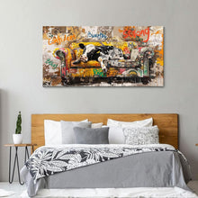 Load image into Gallery viewer, Colorful 24x48 IN Cow Graffiti Print - Fun Wall Art for Game Rooms or Offices