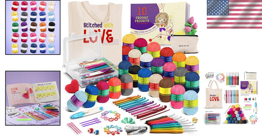 Comprehensive Crochet Yarn Set for Beginners: 25 Colors & All Accessories