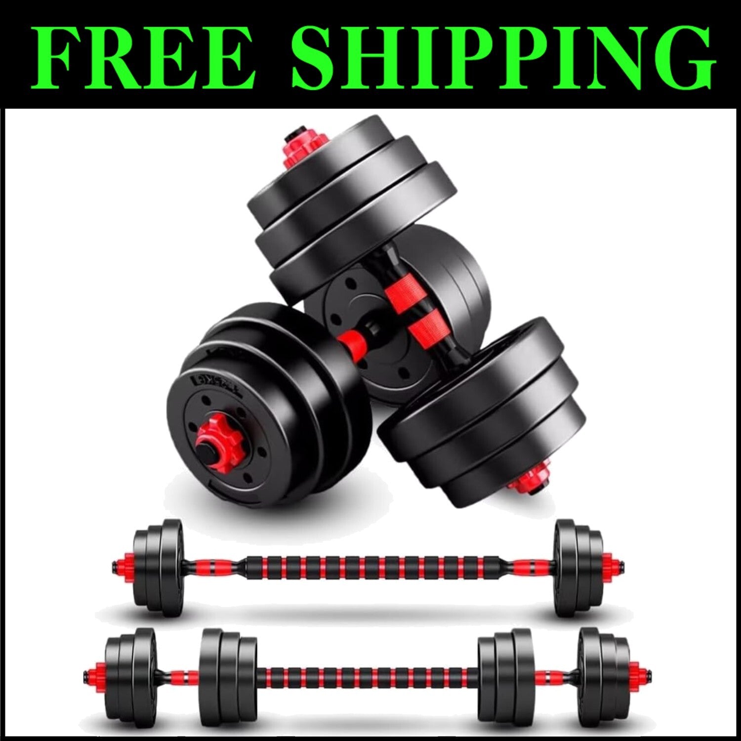 44 lbs Adjustable Dumbbells Set: Convert to Barbell for Versatile Home Training