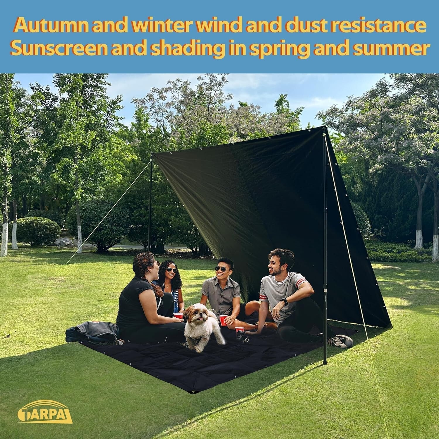 Durable 16x18 Feet Black Tarpaulin for Ultimate UV & Snow Protection Outdoors
