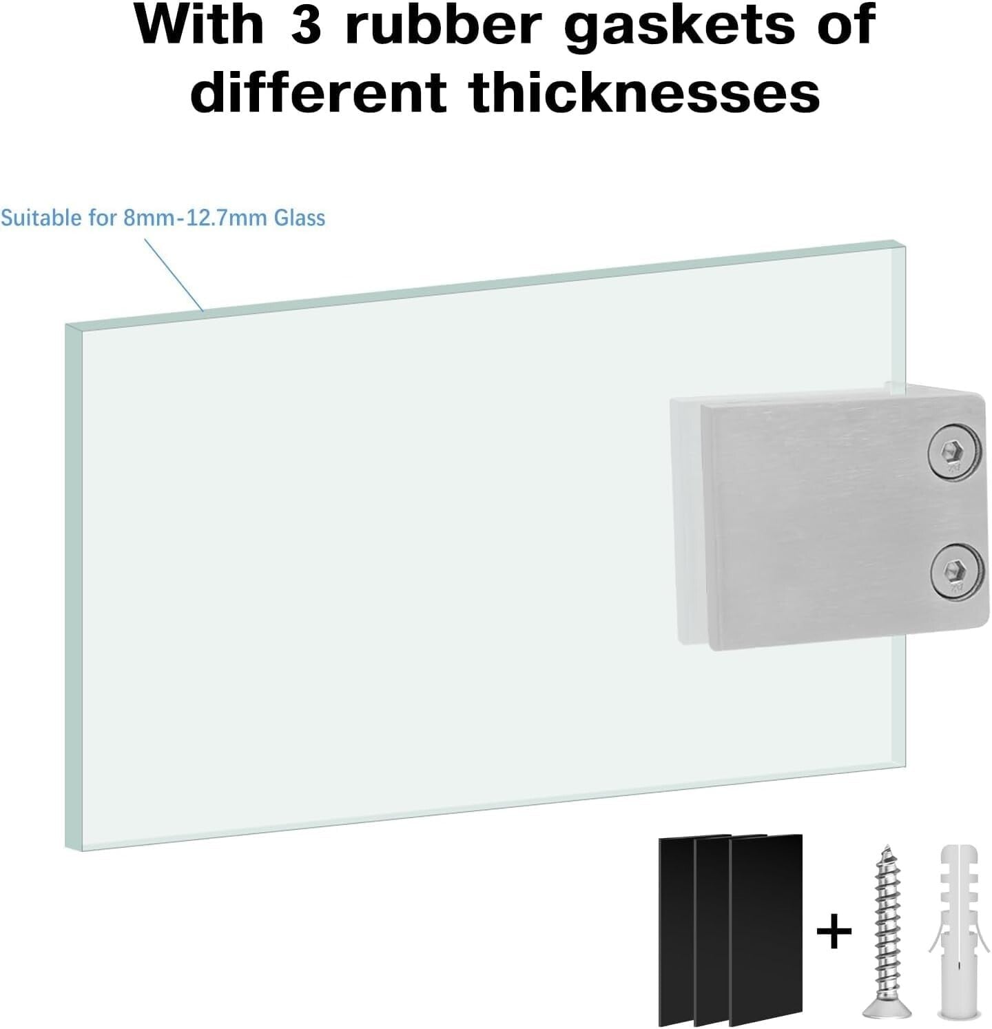 Brushed Stainless Steel Glass Clips - 4 Pack for Safe Pool and Balcony Railings